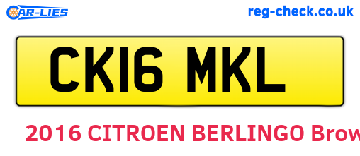 CK16MKL are the vehicle registration plates.