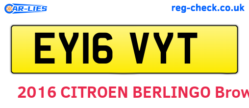 EY16VYT are the vehicle registration plates.