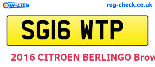 SG16WTP are the vehicle registration plates.