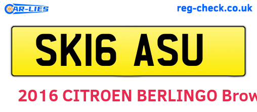 SK16ASU are the vehicle registration plates.