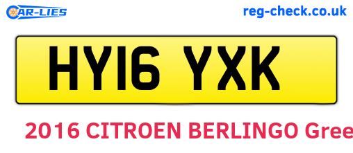 HY16YXK are the vehicle registration plates.