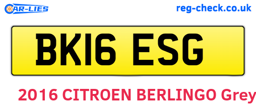 BK16ESG are the vehicle registration plates.