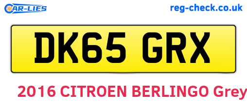 DK65GRX are the vehicle registration plates.