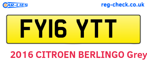 FY16YTT are the vehicle registration plates.