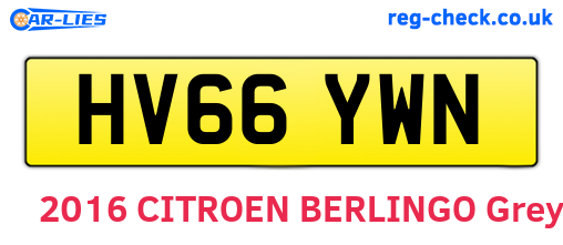HV66YWN are the vehicle registration plates.