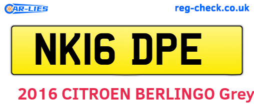 NK16DPE are the vehicle registration plates.
