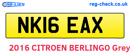 NK16EAX are the vehicle registration plates.