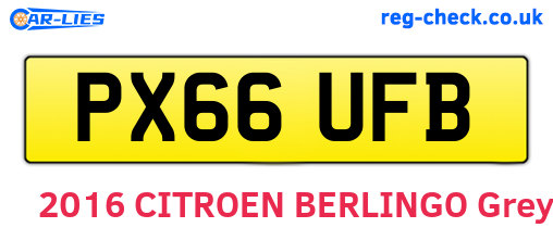 PX66UFB are the vehicle registration plates.