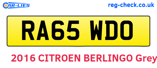 RA65WDO are the vehicle registration plates.