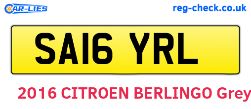 SA16YRL are the vehicle registration plates.