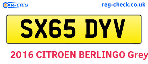 SX65DYV are the vehicle registration plates.
