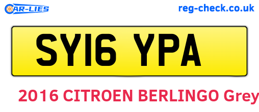 SY16YPA are the vehicle registration plates.