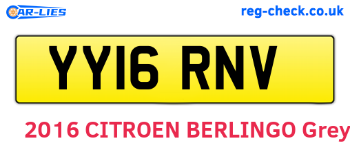 YY16RNV are the vehicle registration plates.