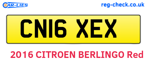 CN16XEX are the vehicle registration plates.