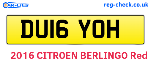 DU16YOH are the vehicle registration plates.