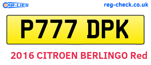 P777DPK are the vehicle registration plates.