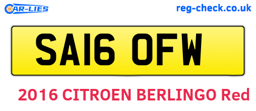 SA16OFW are the vehicle registration plates.