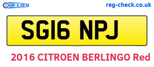 SG16NPJ are the vehicle registration plates.