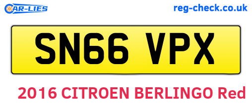 SN66VPX are the vehicle registration plates.