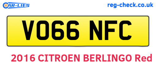 VO66NFC are the vehicle registration plates.