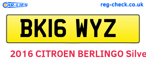 BK16WYZ are the vehicle registration plates.