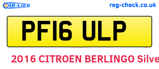 PF16ULP are the vehicle registration plates.