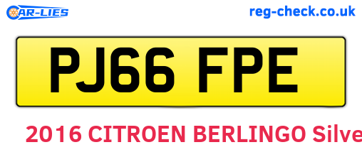 PJ66FPE are the vehicle registration plates.
