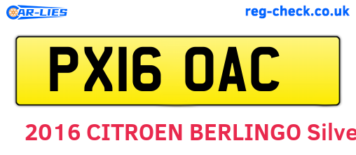 PX16OAC are the vehicle registration plates.