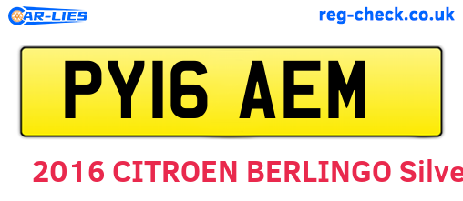 PY16AEM are the vehicle registration plates.
