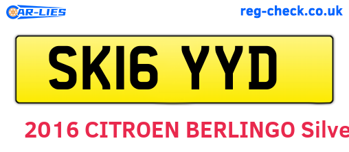 SK16YYD are the vehicle registration plates.