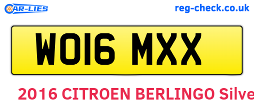 WO16MXX are the vehicle registration plates.