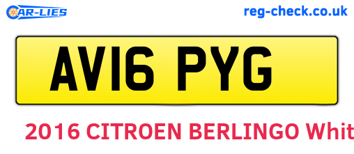 AV16PYG are the vehicle registration plates.