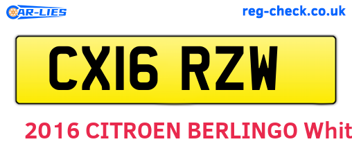 CX16RZW are the vehicle registration plates.