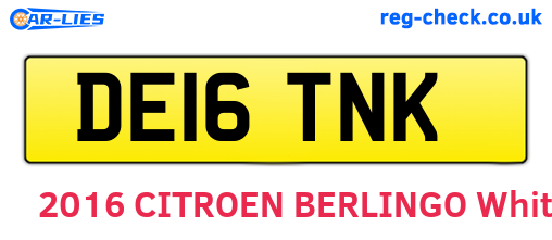 DE16TNK are the vehicle registration plates.