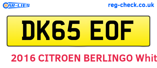 DK65EOF are the vehicle registration plates.