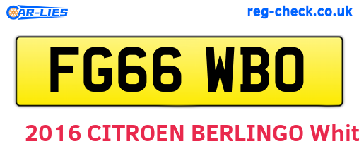 FG66WBO are the vehicle registration plates.