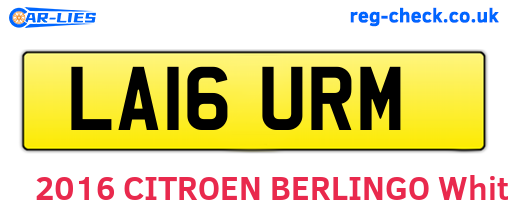 LA16URM are the vehicle registration plates.