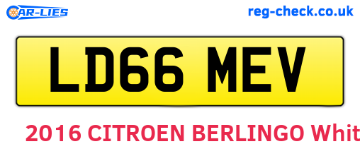 LD66MEV are the vehicle registration plates.