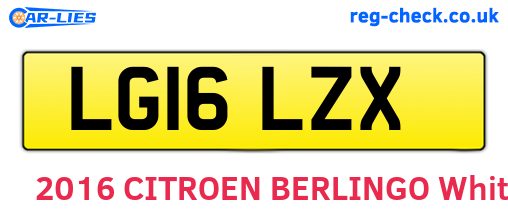 LG16LZX are the vehicle registration plates.