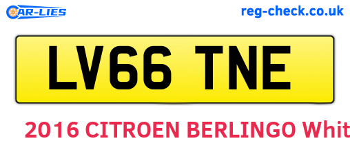 LV66TNE are the vehicle registration plates.