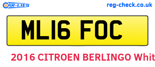 ML16FOC are the vehicle registration plates.