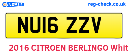 NU16ZZV are the vehicle registration plates.