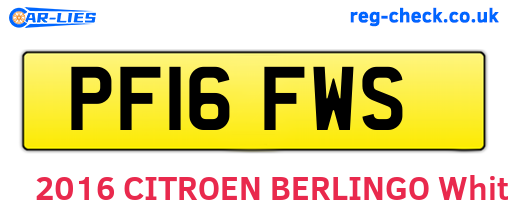 PF16FWS are the vehicle registration plates.