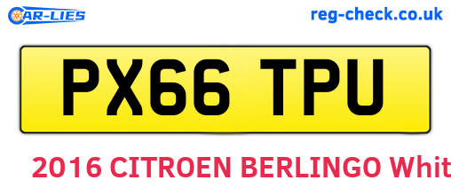 PX66TPU are the vehicle registration plates.