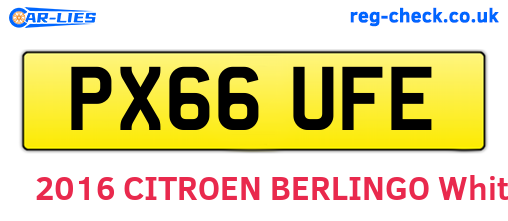 PX66UFE are the vehicle registration plates.