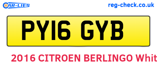 PY16GYB are the vehicle registration plates.