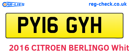 PY16GYH are the vehicle registration plates.