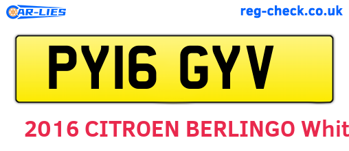 PY16GYV are the vehicle registration plates.