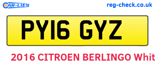 PY16GYZ are the vehicle registration plates.