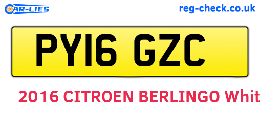 PY16GZC are the vehicle registration plates.